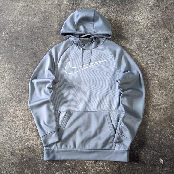 Nike Hoodie Sweatshirt Mens S Gray Pullover Sweater Dri Fit Pocket Swoosh - Picture 1 of 8